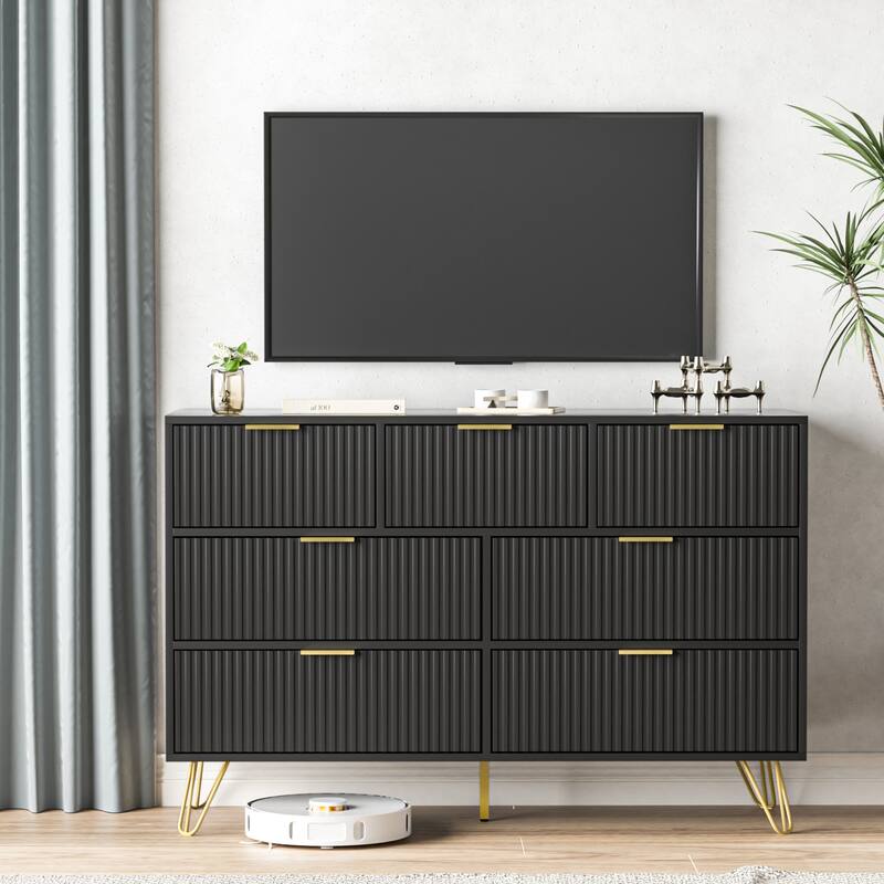 FURNIWAY Fluted Drawer Dresser for Bedroom