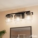 preview thumbnail 1 of 5, Hunter + Jasmine Roth Ontario Ribbed Glass 3-Light Bathroom Vanity Wall Light - Modern Transitional - Damp Rated Matte Black - Clear Glass