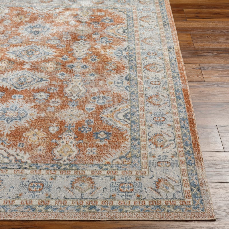 Livabliss Lillian Machine Washable Floral Medallion Area Rug