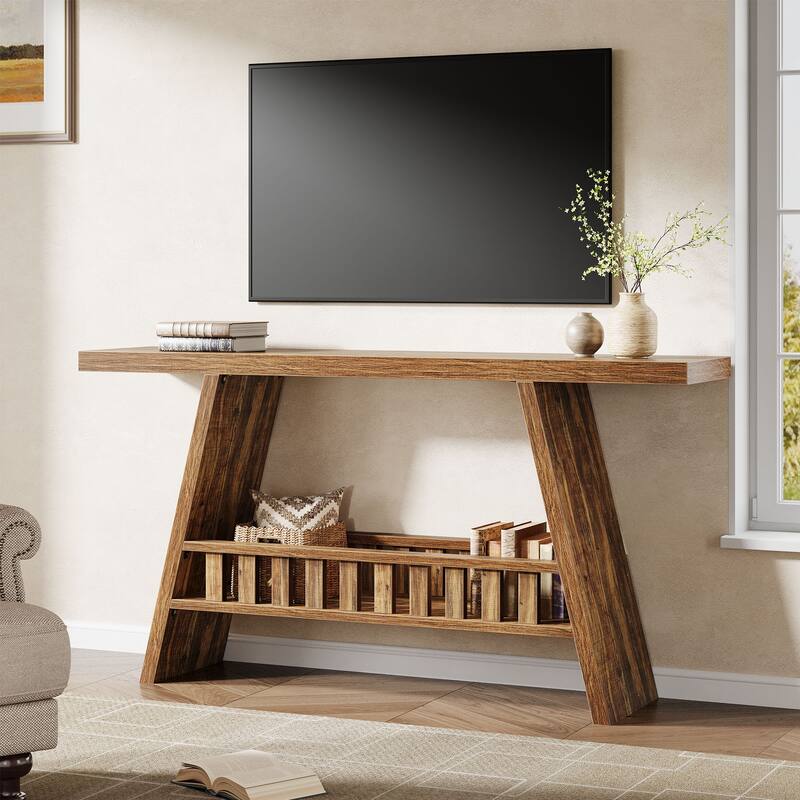 Farmhouse 2-tier Entryway Console Table for Living Room Hallway Foyer