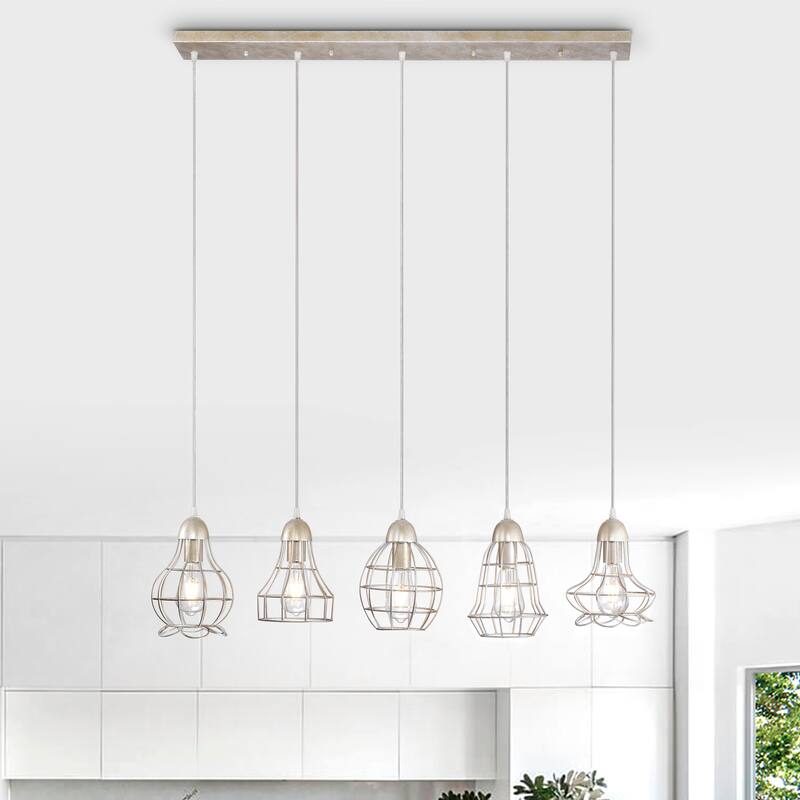 Delia 5-Light Cluster Pendant - Antique Silver