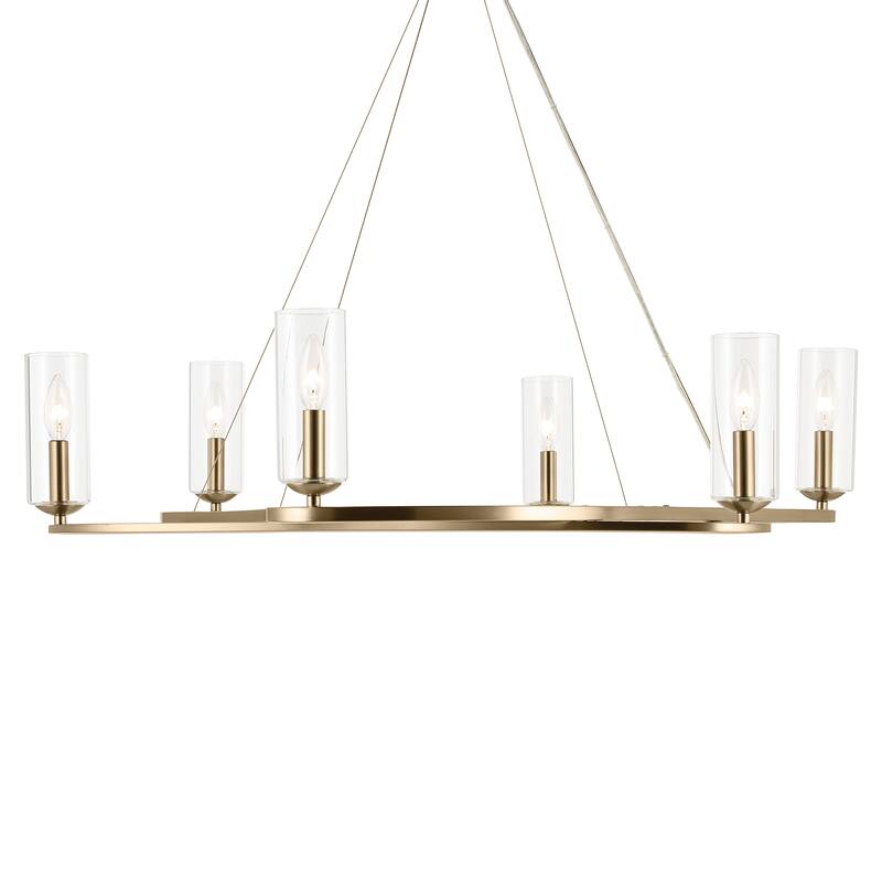 Harpin 37.75 Inch 6 Light Chandelier with Clear Glass in Champagne Bronze
