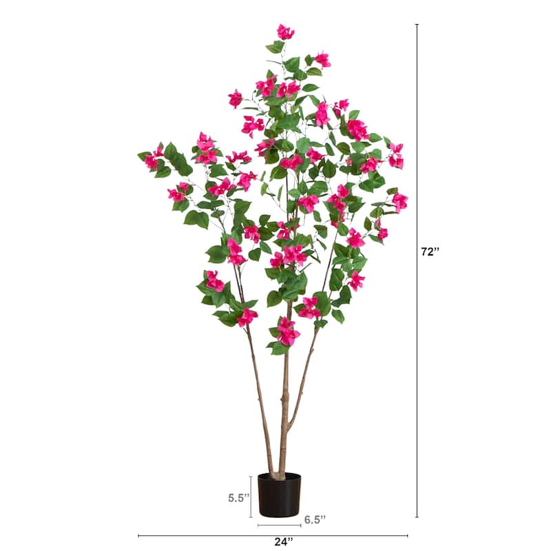 Potted Bougainvillea Floral Artificial Tree - 6' - Unlit