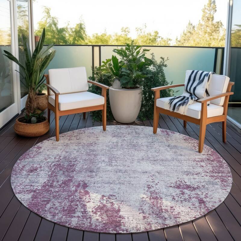 Machine Washable Indoor/ Outdoor Chantille Rug - Plum - 8' x 8'