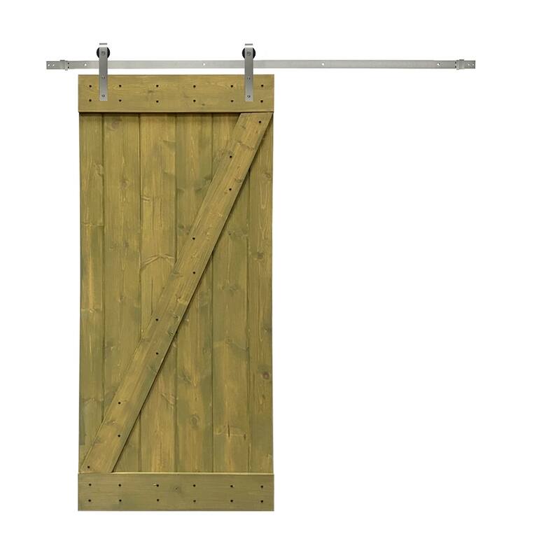 CALHOME Z Bar Series Solid Pine Wood Sliding Barn Door w/ Hardware Kit