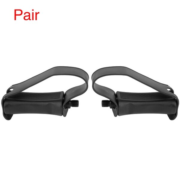 Pair Road Bike Pedals 1/2'' Spindle Platform with Rubber Belt Foot Strap - Black. Opens flyout.