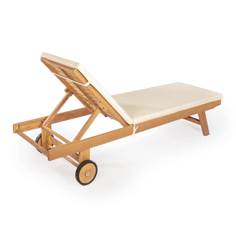 Adjustable Outdoor Chaise Lounge w/ Cushion & Wheels - JONATHAN Y