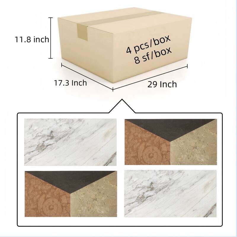 Roomfitters Waterjet Marble Tile, Polished Natural Stone for Floor and Wall, Genuine Marble, 2-Piece Box, White Gold Red Gray