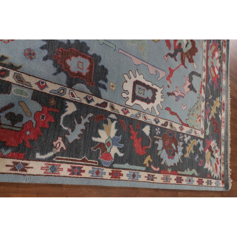 Transitional Oushak Indian Area Rug Handmade Wool Carpet - 8'2" x 9'9"