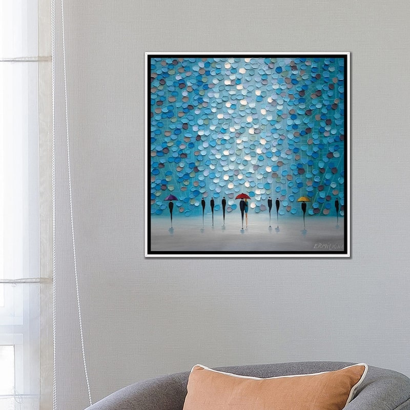 iCanvas "3 Tiny Umbrellas" by Ekaterina Ermilkina Framed Canvas Print