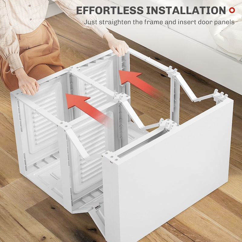 HOMCOM Portable Wardrobe Closet, Folding Bedroom Armoire, Clothes Storage Organizer with 3 Cube Compartments, Hanging Rod