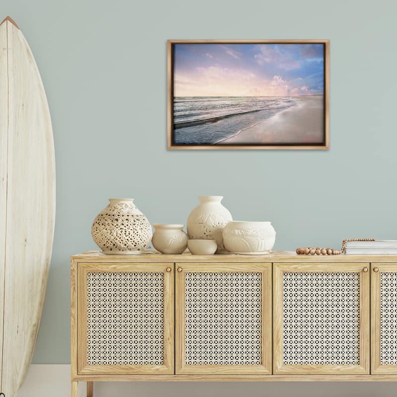 Stupell Receding Beach Shore Framed Floater Canvas Wall Art Design By Natalie Carpentieri