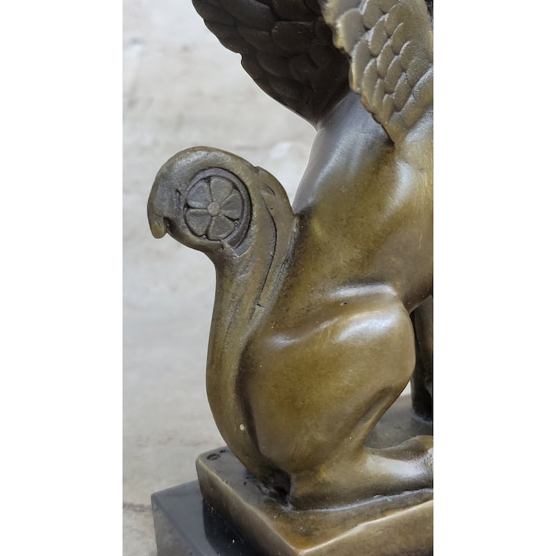 Art Deco Sphinx Bronze Candle Holder Bronze Sculpture Marble Base Statue