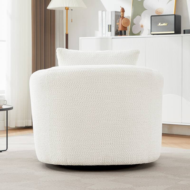 Swivel Chair with Throw Pillow & Spring Seat