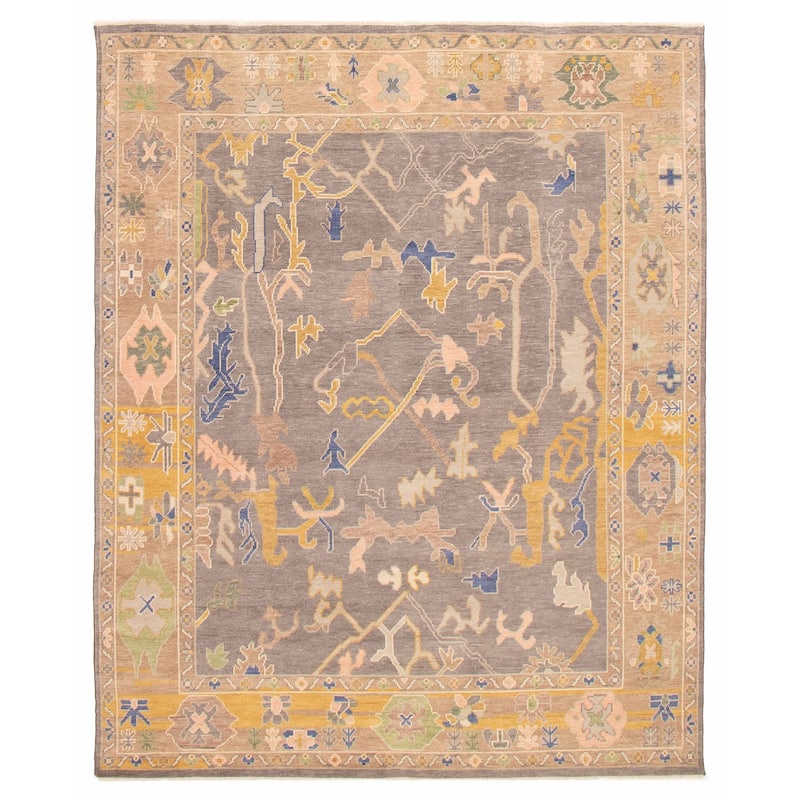 ECARPETGALLERY Hand-knotted Modern Oushak Dark Grey Wool Rug - 7'10 x 9'9 - Dark Grey - 7'10 x 9'9