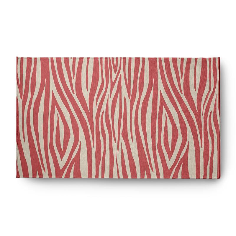 Wood Stripe Design Chenille Area Rug - 3' x 5' - Coral