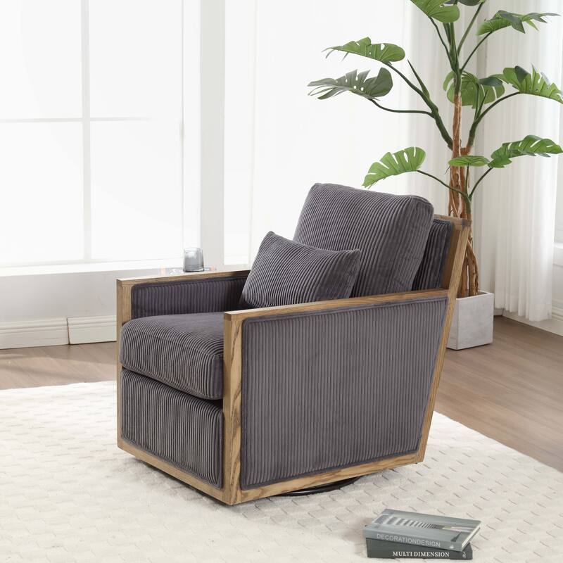 Swivel Barrel Chair, Comfy Accent Sofa Chair for Living Room, 360 Degree Swivel Barrel Club Chair