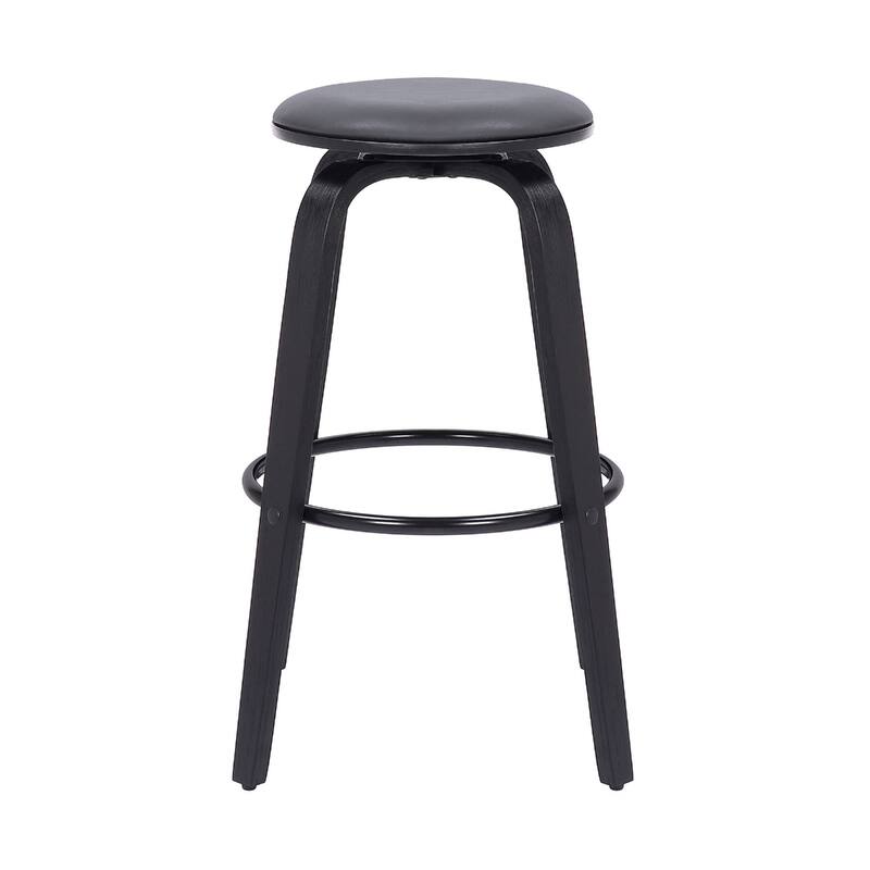 Fabric Backless Counter Height Swivel Bar Stool with Walnut Iron Frame