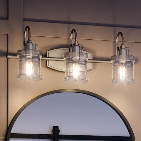 Luxury Modern Farmhouse Bath Fixture, 9.75"H x 24"W, with Vintage Style, Brushed Nickel, by Urban Ambiance