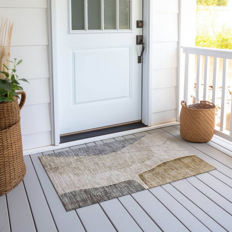 Machine Washable Indoor/ Outdoor Chantille Modern Abstract Rug