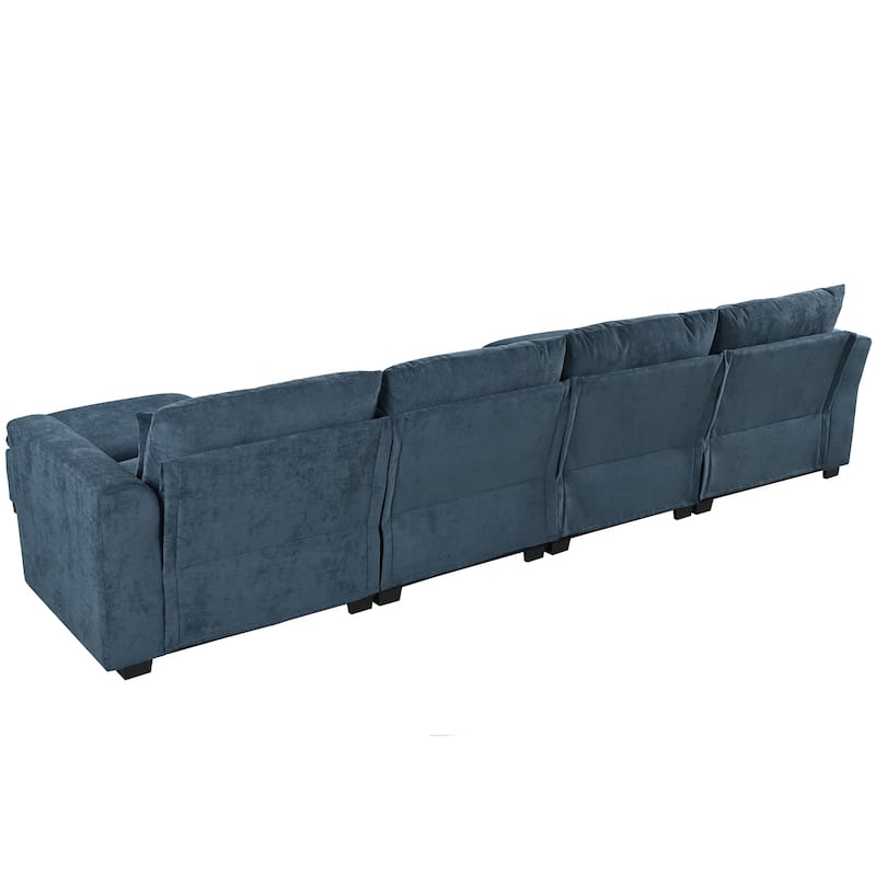 Roomfitters Large U-Shaped Modular Sectional Sofa with 2 Ottomans, Chenille Fabric L-Shaped Corner Couch for Living Room