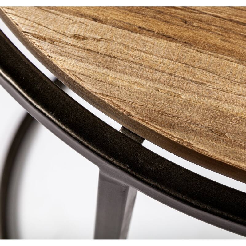 HomeRoots Set of Three 27" Black And Brown Solid Wood Round End Table - 20' X '26.5' X '20