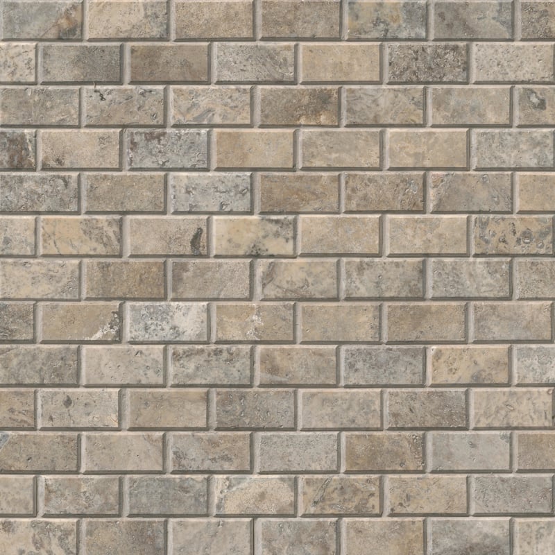 Ackland AKM-S-2X4BSWH-CA 12" x 12" Marble and Travertine Brick Wall - Argento Way