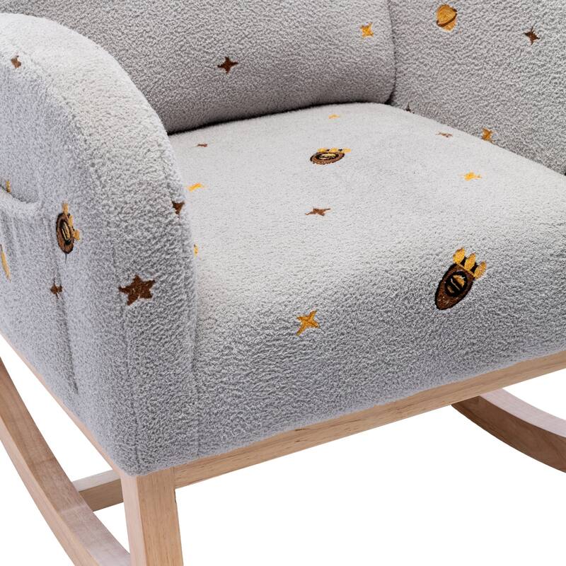 Mid Century Accent Rocker Armchair With Side Pocket
