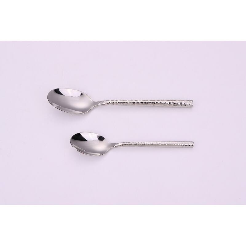 20 Pc Flatware Set Pebbled Silver - Service For 4