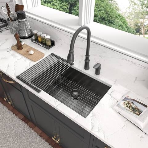 Lordear 15 inch Single Bowl Drop in Stainless Steel Kitchen Sink 16 Guage Bar Sink