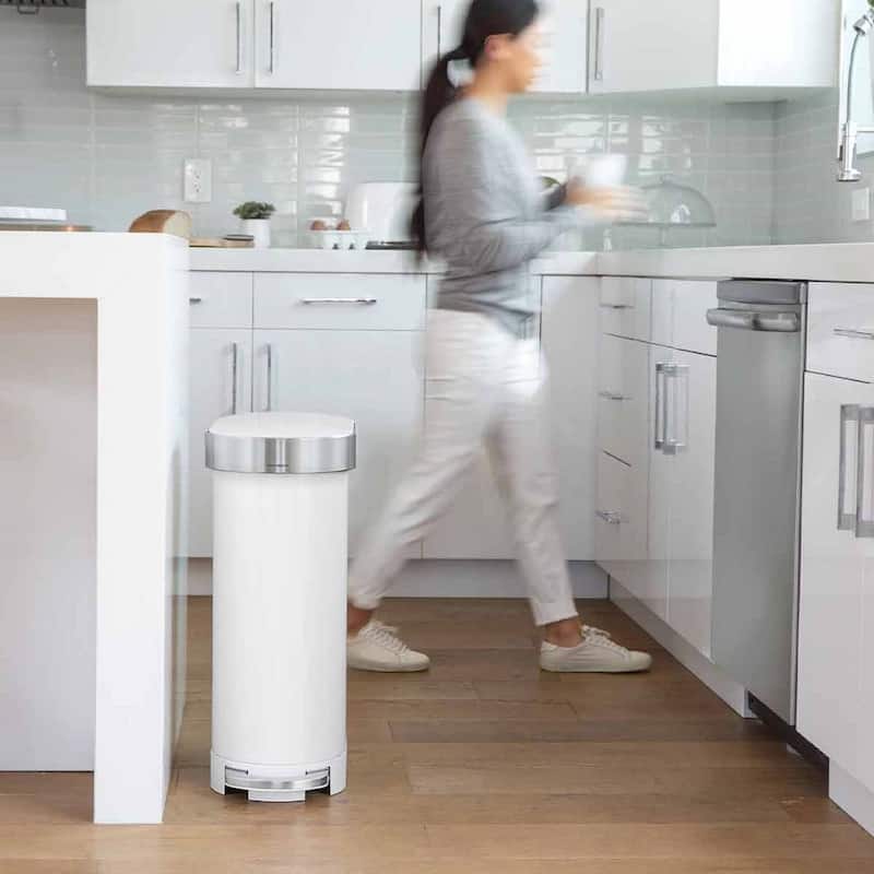 Steel 12-Gallon Narrow Kitchen Trash Can with Step On Lid