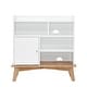 preview thumbnail 4 of 7, Colorblocking Storage Cabinet with Solid Wood Base & feet - White