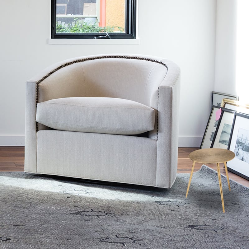 Modern Gold Metal Round Side End Table with 3-Leg Base for Living Room Bedroom or Entryway