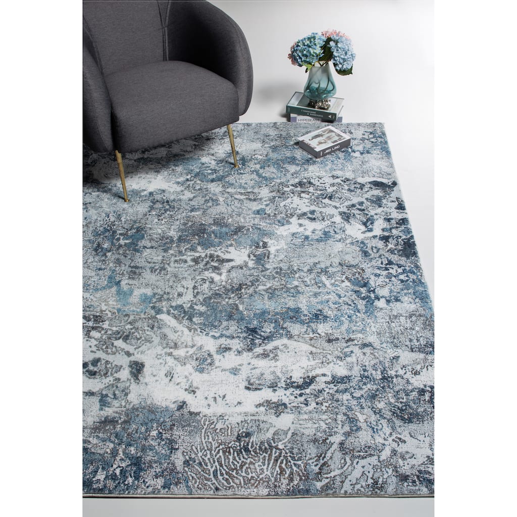 Domani Comfort Abstract Marble Faux Fur Rug