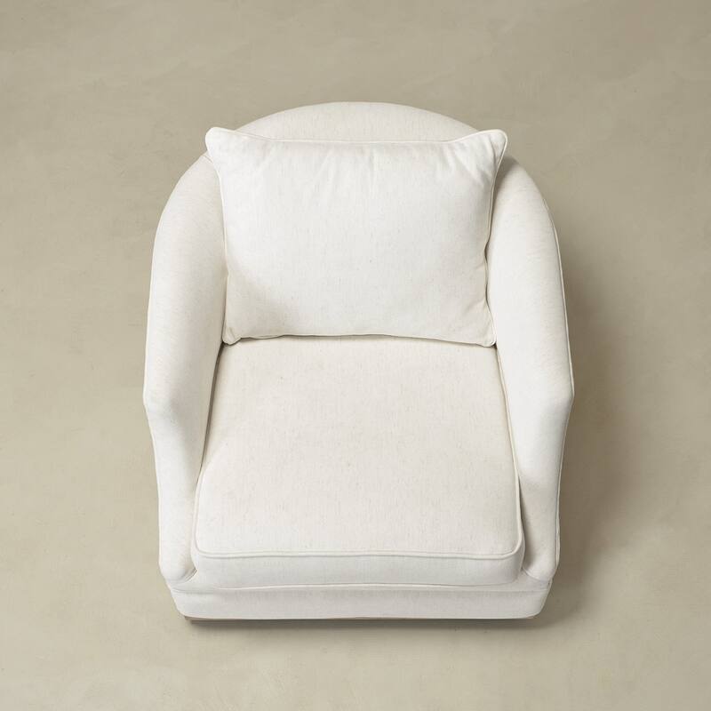 KINWELL 31" Wide Linen Fabric Upholstered Swivel Barrel Accent Chair