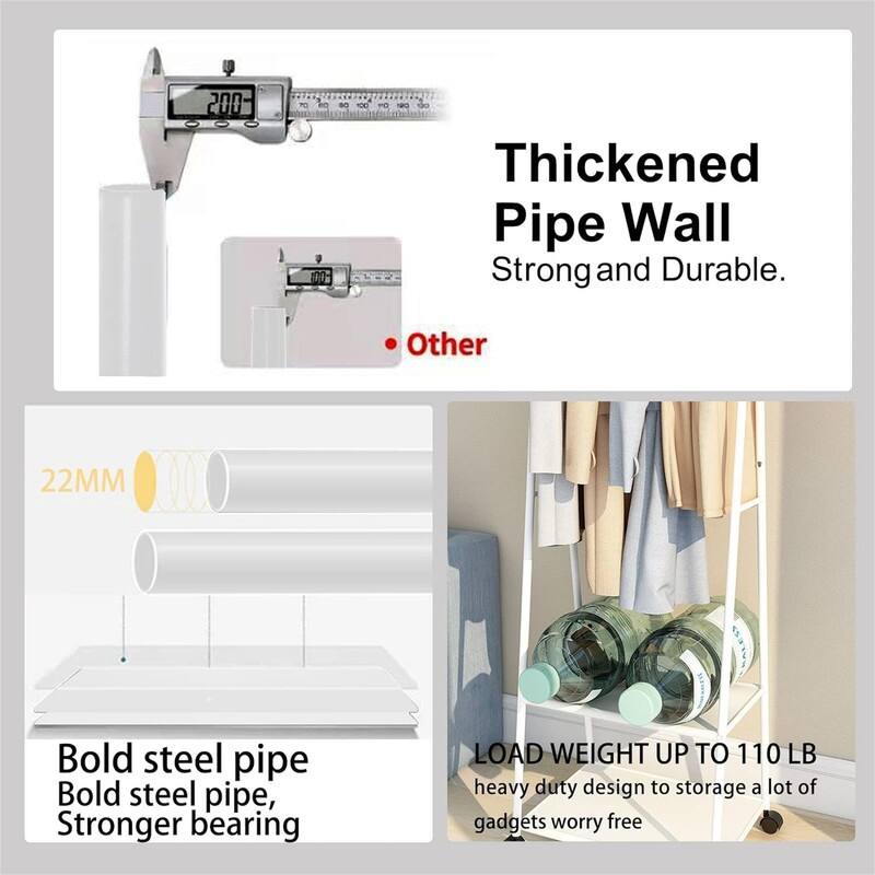 Clothes Rack Small Metal Garment Rack with Shelves - 21.65"D x 21.65"W x 62.99"H