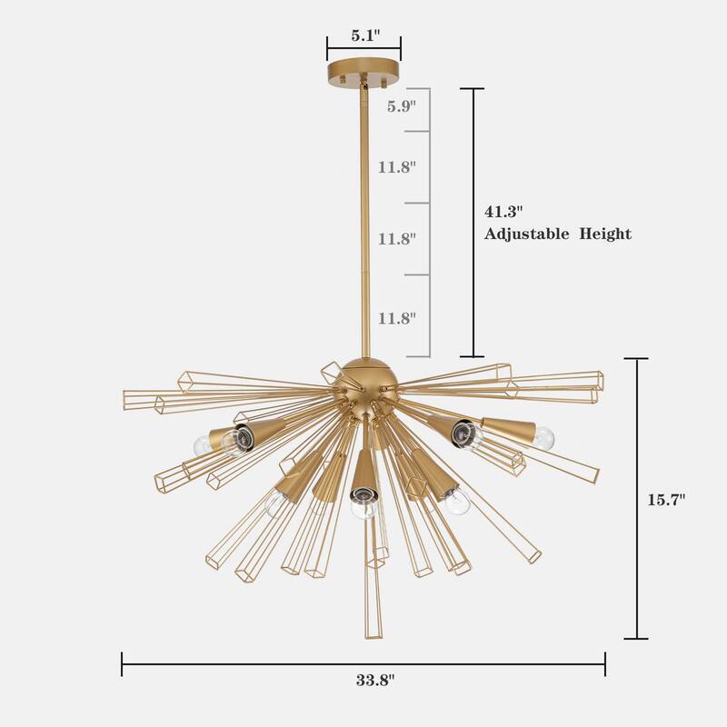 10-Light Contemporary Sputnik Sphere Chandelier Starburst Pendant Island Light