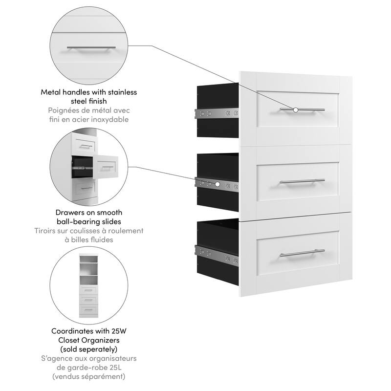 Pur 3 Drawer Set for Pur 25W Closet Organizer by Bestar - 3 Drawer Set