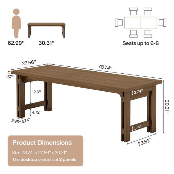 78.74 Inch Conference Table Large Meeting Table Seminar Table for 6-8 ...