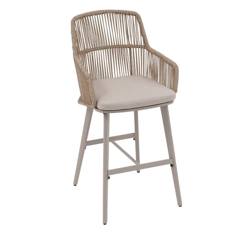 Outdoor 2-Piece Arm Barstool Chairs with Cushions