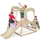 preview thumbnail 4 of 8, 6-in-1 Indoor Jungle Gym Kids Wooden Playground with Monkey Bars-Multicolor - Multicolor - 81" x 44" x 47"
