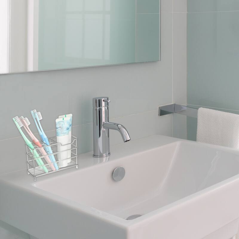6 Slots 304 Stainless Steel Toothbrush Holder, Toothpaste Holder Stand, Bathroom Kitchen Accessories Organizer - Silver Tone