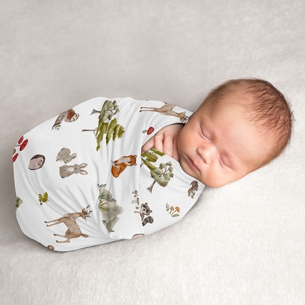 slide 2 of 6, Sweet Jojo Designs Woodland Forest Animals Boy Girl Unisex/Gender Neutral Baby Swaddle Receiving Blanket Bear Watercolor Friends