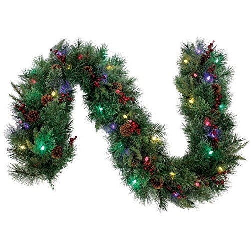 J J Seasonal Hyd5k27b612trys Prelit Hyde Park Christmas Garland 6 X 12 Multicolored
