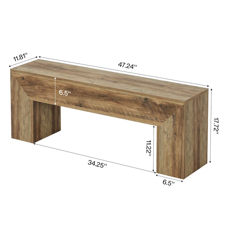 47 Inches Wooden Entryway Shoe Bench Storage Bench - 11.81"D x 47.24"W x 17.72"H