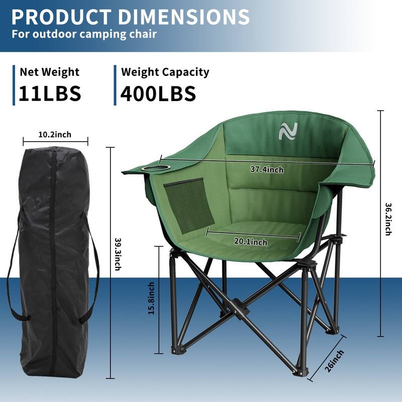 Oversized Padded Camping Chair with Armrests, Outdoor Sports, Camping