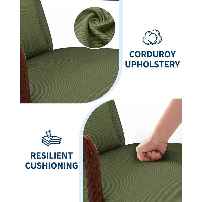 Modern Wide-Wale Corduroy Accent Sofa Chair, Lounge Armchair with Lumbar Pillow for Living Room, Bedroom