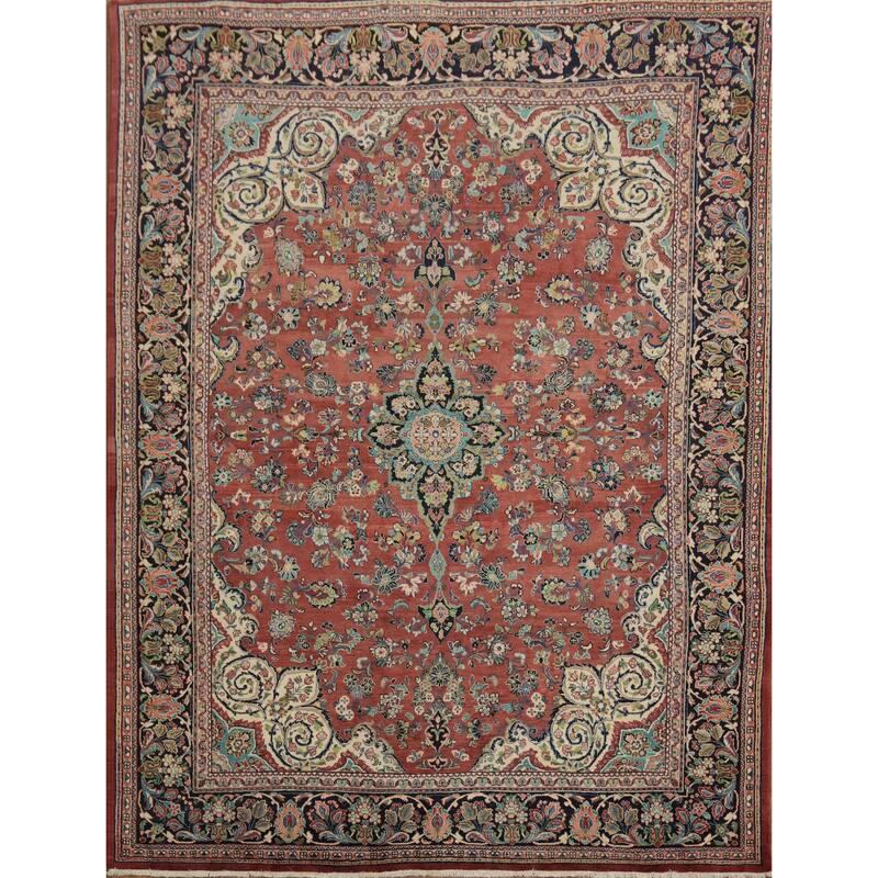 Hand Knotted Oriental 100% Wool Carpet Traditional Traditional Red Mahal Area Rug - 13' 10'' X 10' 6''