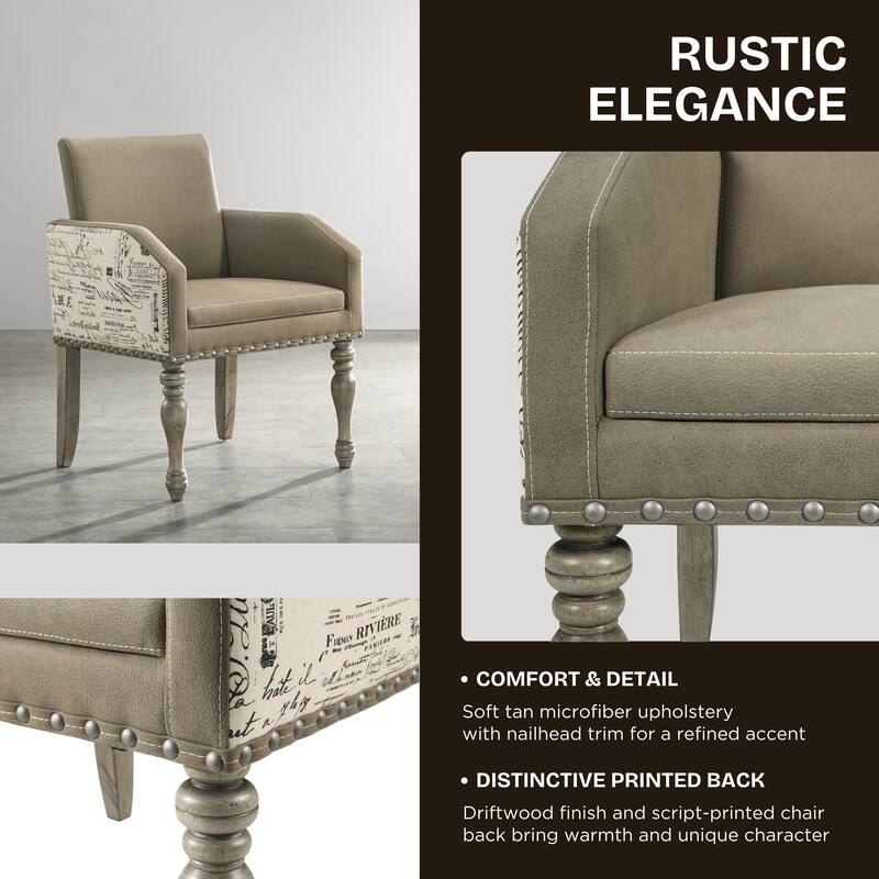 Roundhill Furniture Birmingham Brown Microfiber Script-printed Armchair (Set of 2)
