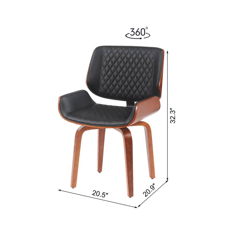 Mid-Century Modern Dining Chair - 360° Swivel, PU Leather Upholstery, Ergonomic Design for Kitchen, Office & Dining Room